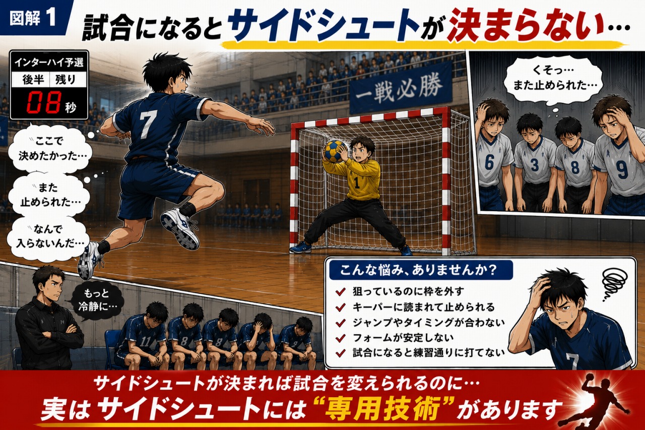 ハンドボール　サイドシュート練習法