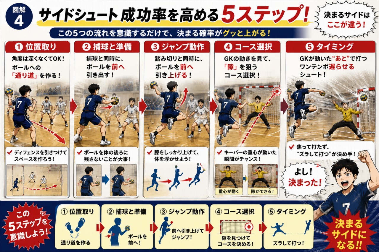 ハンドボール　サイドシュート練習法