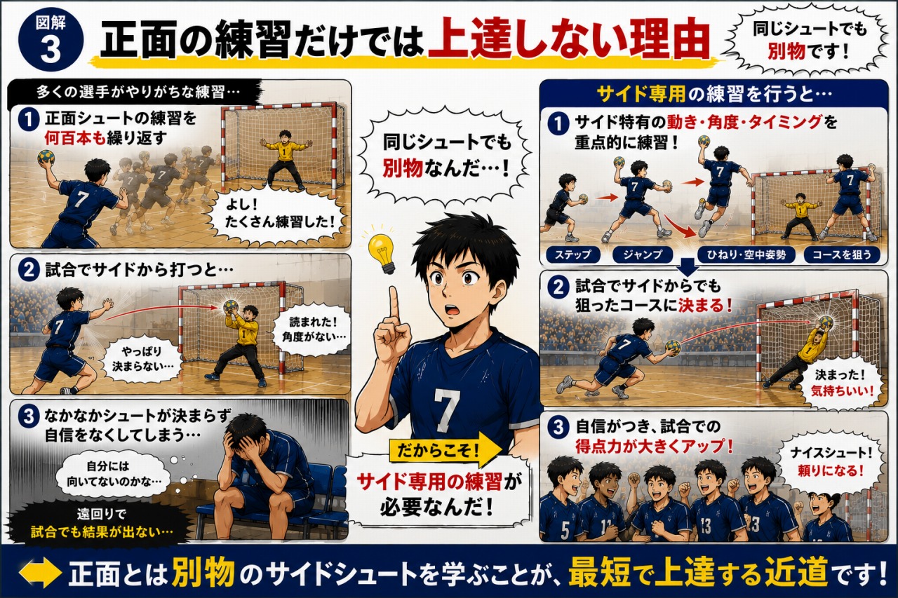 ハンドボール　サイドシュート練習法